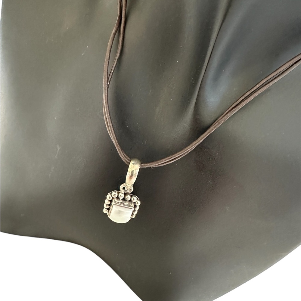 Retired Silpada Sterling Silver Button Pearl Pendant Double Leather Neck…